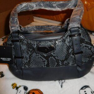 NWT VERA WANG BUENA DARK GRAY PYTHON SATCHEL CROSSBODY STRAP